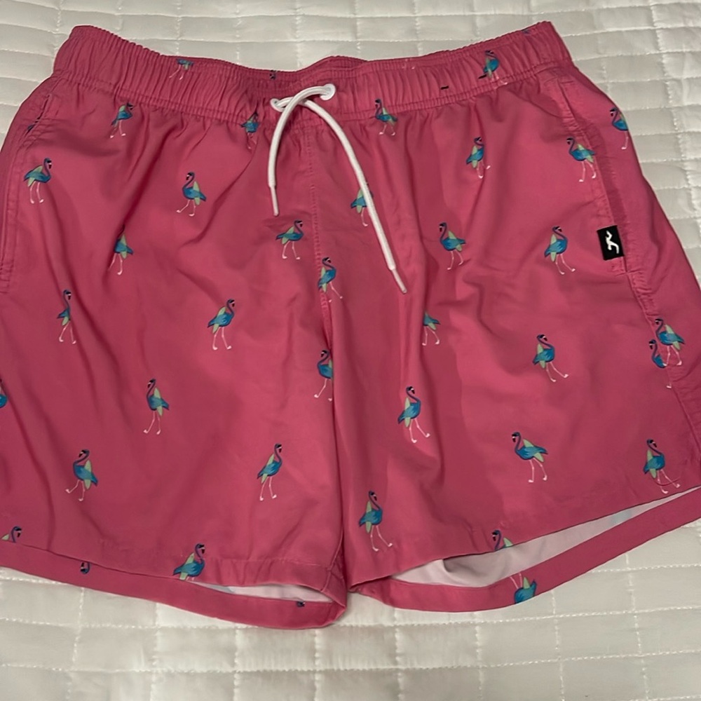 Men’s  Hollister pink flamingo swim shorts